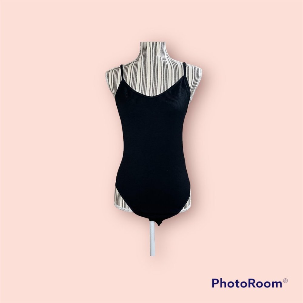 TOPSHOP Ribbed Stretchy Black Bodysuit Size 12 - Picture 12 of 12